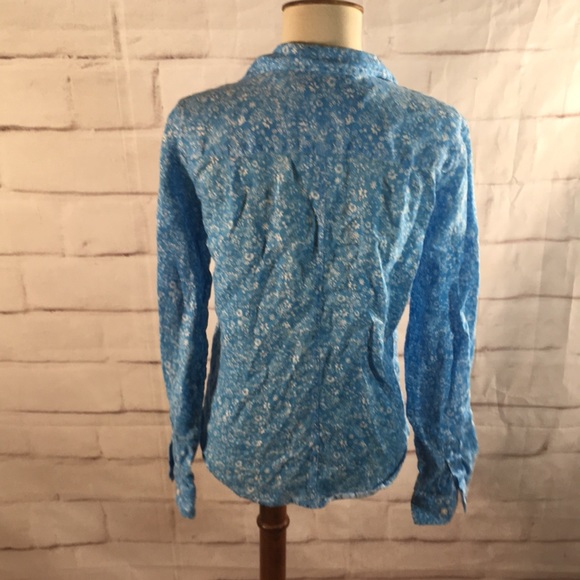 Frank & Eileen Barry Linen Blue Floral Shirt - Picture 6 of 9